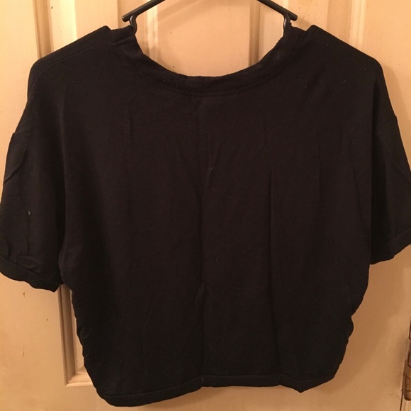 Forever 21 Bonjour Blue and White Half Top, Size M - Picture 2 of 3